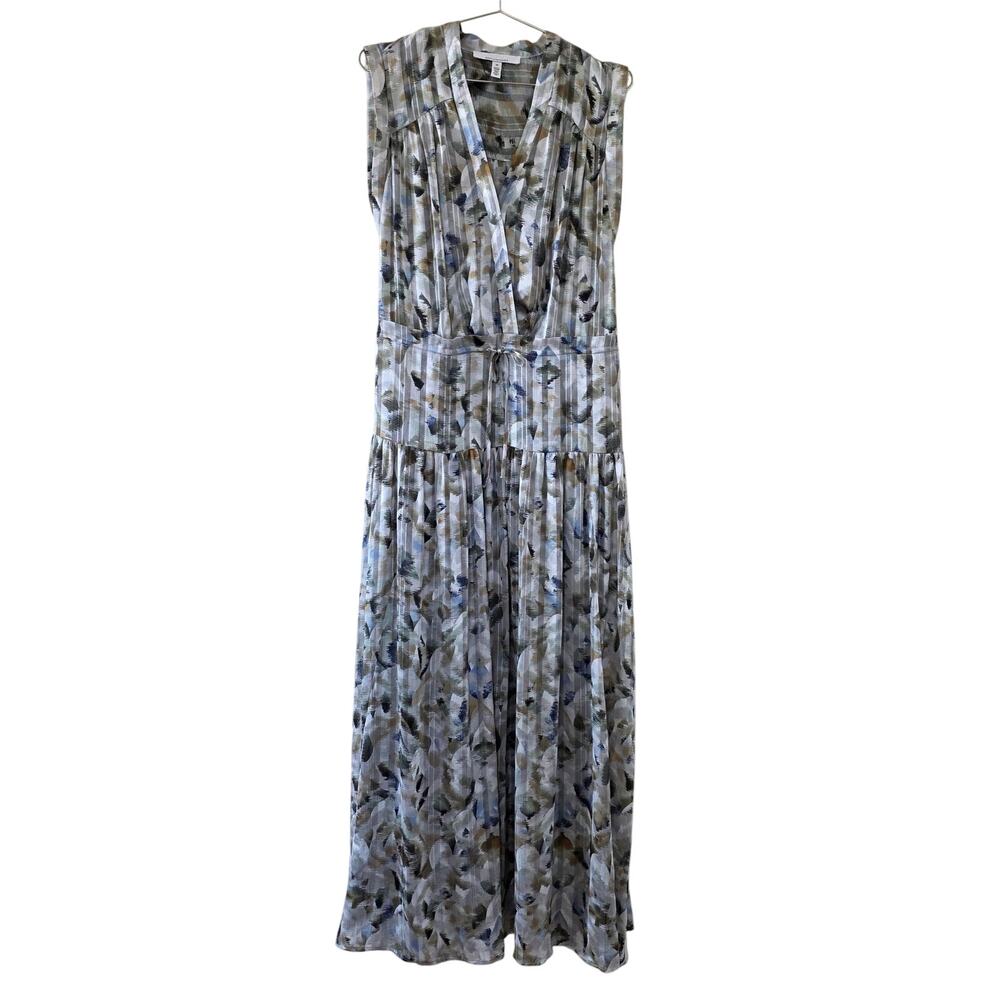 WHBM White House Black Market 2 Piece Maxi Dress Set M Abstract Sheer Overlay